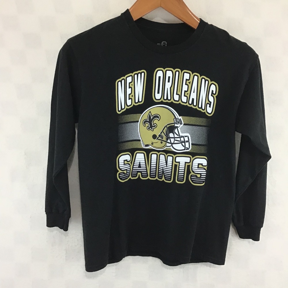 Team Athletics New Orleans Saints Black Long Sleeve Graphic Tee Youth L 14/16